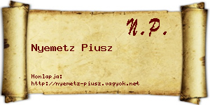 Nyemetz Piusz névjegykártya